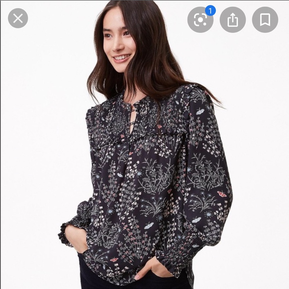 LOFT small petite navy blouse